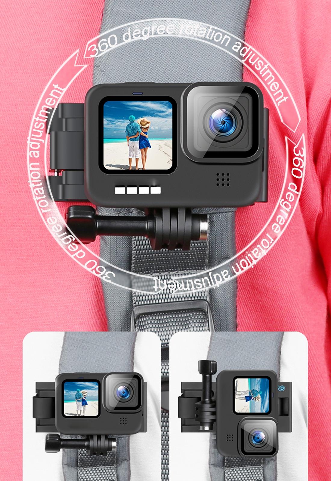 360 Degree Rotating Quick Release Backpack Strap Mount for Gopro Hero 12
