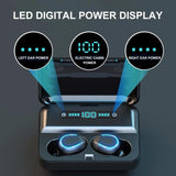 Touch Bluetooth Earphones with Noise Reduction & Breathing Light Digital Display and Charging Box - Black