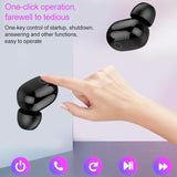 Wireless Bluetooth Headset with 2000mah Charging Case - Touch & Magnetic Charging - Black - Low Angle