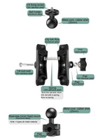 Universal Motorcycle Rearview Mirror Mount for Action Cameras - 25mm Ball Head - Side View