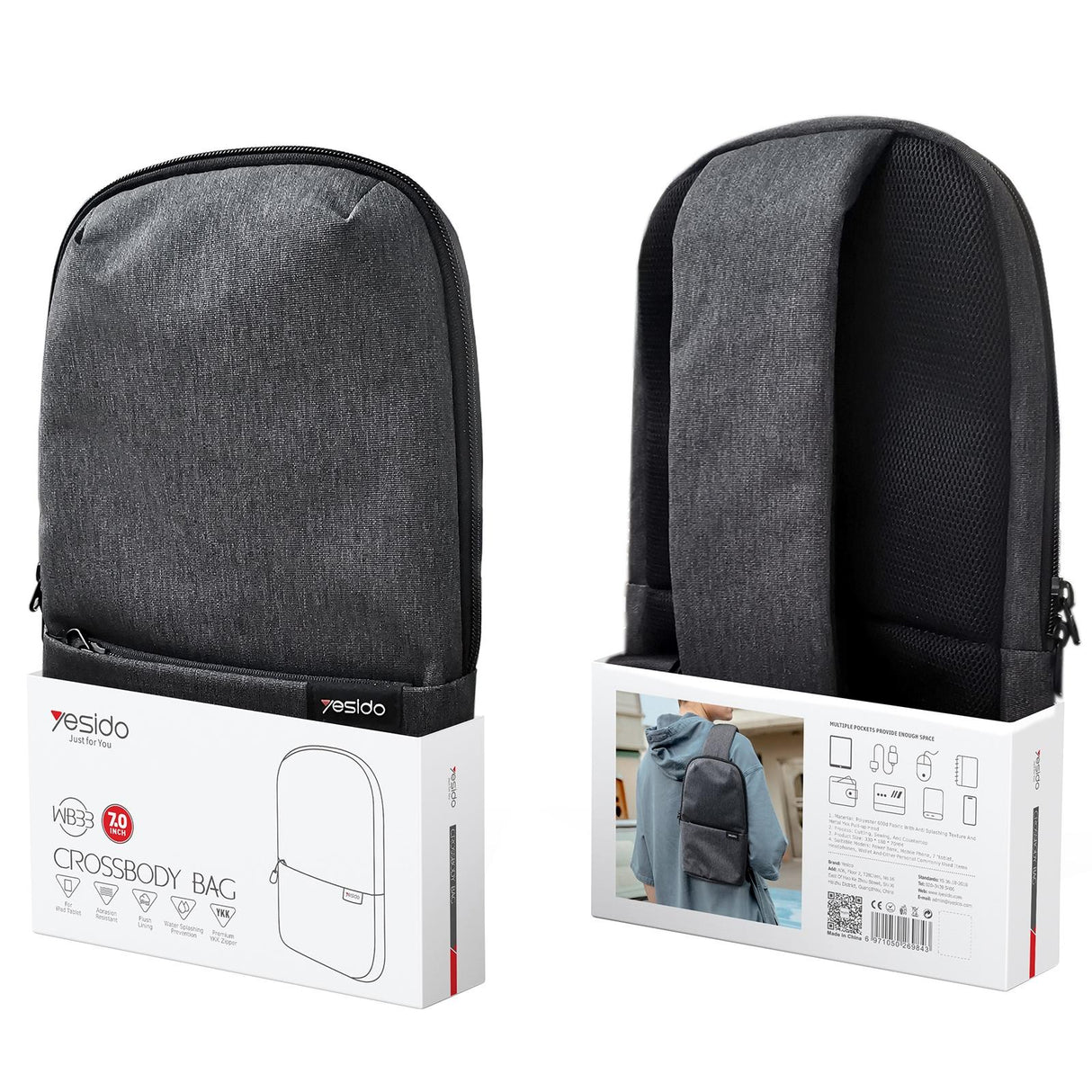 Oxford Cloth Chest Bag Black
