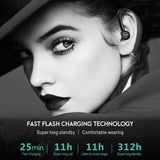 Wireless Business Sports Bluetooth Earphones - Fast Charging Bluetooth 5.0 - Black - Top-Down View