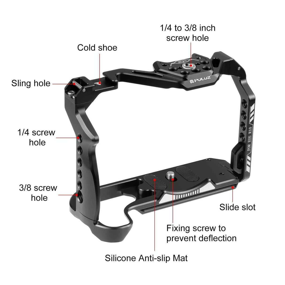 Metal Camera Cage For Canon Eos R10 Stabilizer Rig - Black
