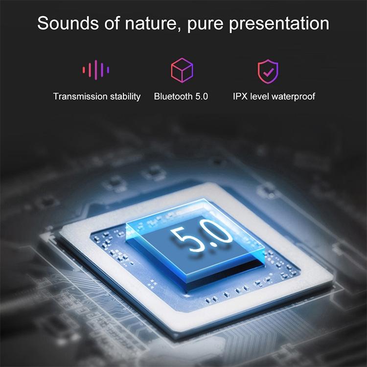 Waterproof Bluetooth Earphones with Magnetic Charging Box - 5.0 - Black