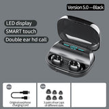 Wireless Noise-cancelling Earbuds with Charging Case - Side View