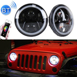 2 Pcs 7 Inch Dc12V 6000K - 6500K 50W Car Led Headlight Cree Lamp Beads For Jeep Wrangler / Harley Support App + Bluetooth Control Black - Side View