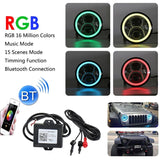 2 Pcs 7 Inch Dc12V 6000K - 6500K 50W Car Led Headlight Cree Lamp Beads For Jeep Wrangler / Harley Support App + Bluetooth Control Black - Rear View