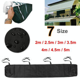 2m Retractable Roller Blind Awning Cover - Waterproof & Dustproof - Black - 45-Degree Angle