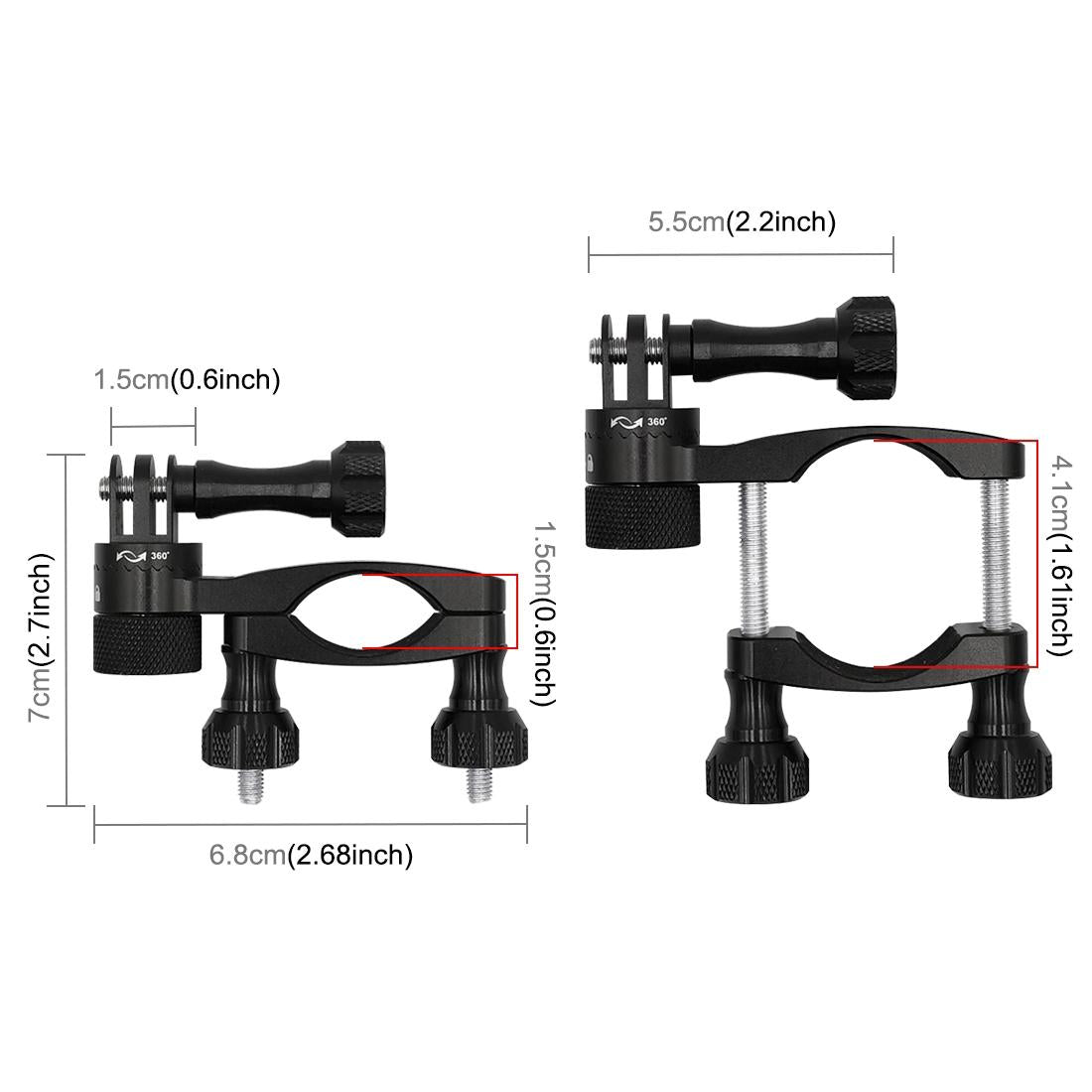 Universal Bike Handlebar Mount for Gopro Hero12 - 360 Degree Rotation