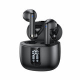 Wireless Bluetooth 5.0 Earphones with Led Display - Black - Front View