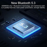 Wireless Bluetooth 5.0 Earphones with Led Display - Black - 45-Degree Angle