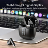 Wireless Bluetooth 5.0 Earphones with Led Display - Black - Rear View