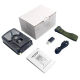 12Mp 1080P Hd Infrared Hunting Trail Camera With 120 Degree Wide Angle Lens And Ip56 Waterproof Design - Supports Tf Card Pir Distance 10-15M - Black