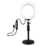 Usb 10 Modes 8 Colour Led Ring Light with Tripod Mount - 6.2 Inch Diameter - Front View