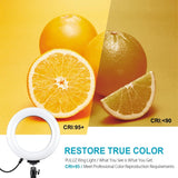 Usb 10 Modes 8 Colour Led Ring Light with Tripod Mount - 6.2 Inch Diameter - Low Angle