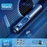 True Wireless Bluetooth Earphones with Digital Display and Charging Box - Black - Side View