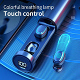 True Wireless Bluetooth Earphones with Digital Display and Charging Box - Black