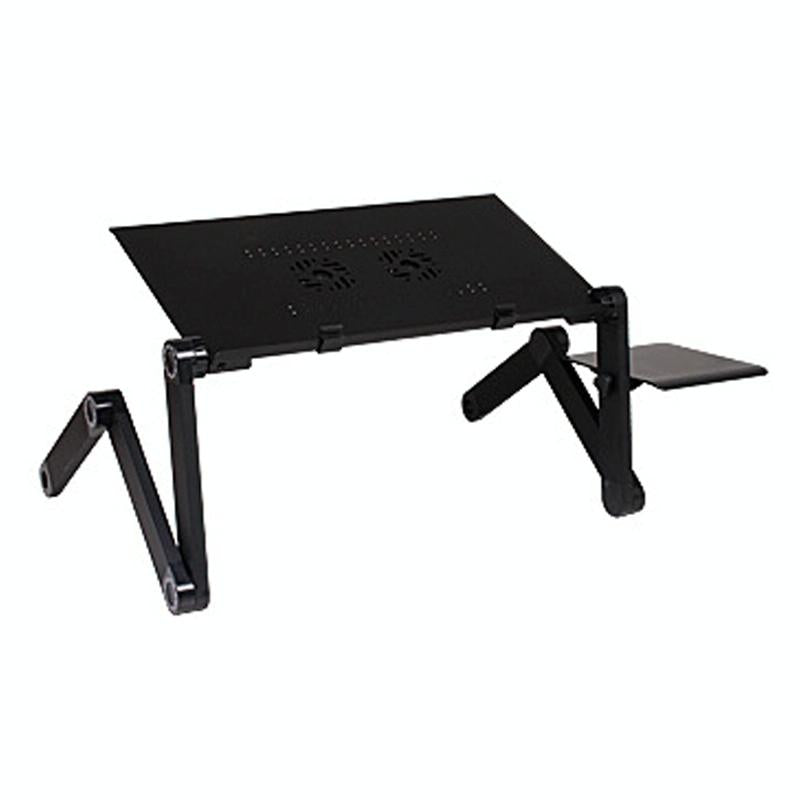 Foldable Laptop Stand with Dual Fans & Mouse Pad - 360 Degree Adjustable - Black