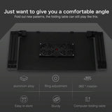 Foldable Laptop Stand with Dual Fans & Mouse Pad - 360 Degree Adjustable - Black