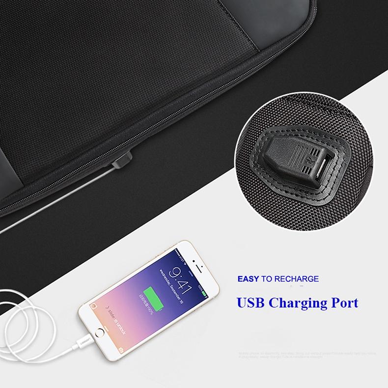 Large Capacity Anti-Theft Waterproof Shoulder Bag With Usb Port - Black 30.5X13X45Cm