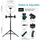 11.8 Rgbw Led Ring Light Kit with Mount Dual Phone Brackets and Remote Control - Low Angle