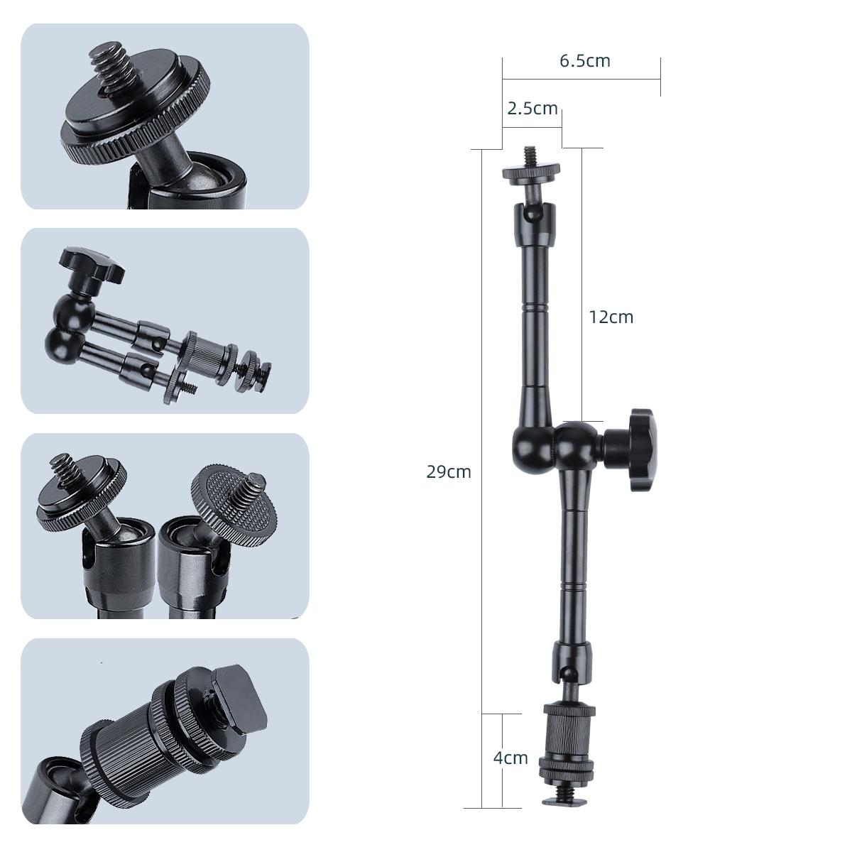 Adjustable Magic Arm With Phone Clamp & Large Claws - 11 Inch Black