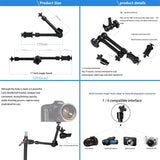 Adjustable Magic Arm With Phone Clamp & Large Claws - 11 Inch Black - Close-Up Angle