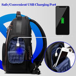 Waterproof Anti-Theft Outdoor Shoulder Bag With Usb Port - Large Capacity - Black