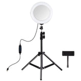 7.9 Mirror Light with Tripod & Usb 3 Modes Dual Colour Curved Ring Light for Vlogging Selfie Photography Video Phone Clamp - Black