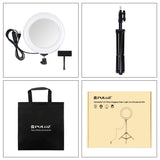 7.9 Mirror Light with Tripod & Usb 3 Modes Dual Colour Curved Ring Light for Vlogging Selfie Photography Video Phone Clamp - Black - Top-Down View