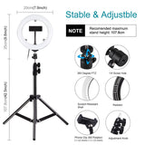 7.9 Mirror Light with Tripod & Usb 3 Modes Dual Colour Curved Ring Light for Vlogging Selfie Photography Video Phone Clamp - Black