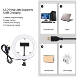 7.9 Mirror Light with Tripod & Usb 3 Modes Dual Colour Curved Ring Light for Vlogging Selfie Photography Video Phone Clamp - Black
