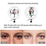 7.9 Mirror Light with Tripod & Usb 3 Modes Dual Colour Curved Ring Light for Vlogging Selfie Photography Video Phone Clamp - Black - Extra Image