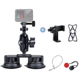 Universal Dual Suction Cup Mount for Action Cameras and Smartphones - Front View