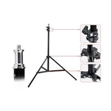 Aluminum Light Stand For Studio Flash - 2.0M Height - Black - Top-Down View