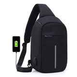Portable Anti Theft Chest Bag With Usb Charging For Outdoor Sports Men / Women - Black - Front View