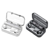 Touch Bluetooth Earphones with Noise Cancellation and Charging Box - Black - Side View