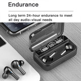 Touch Bluetooth Earphones with Noise Cancellation and Charging Box - Black - Extra Image