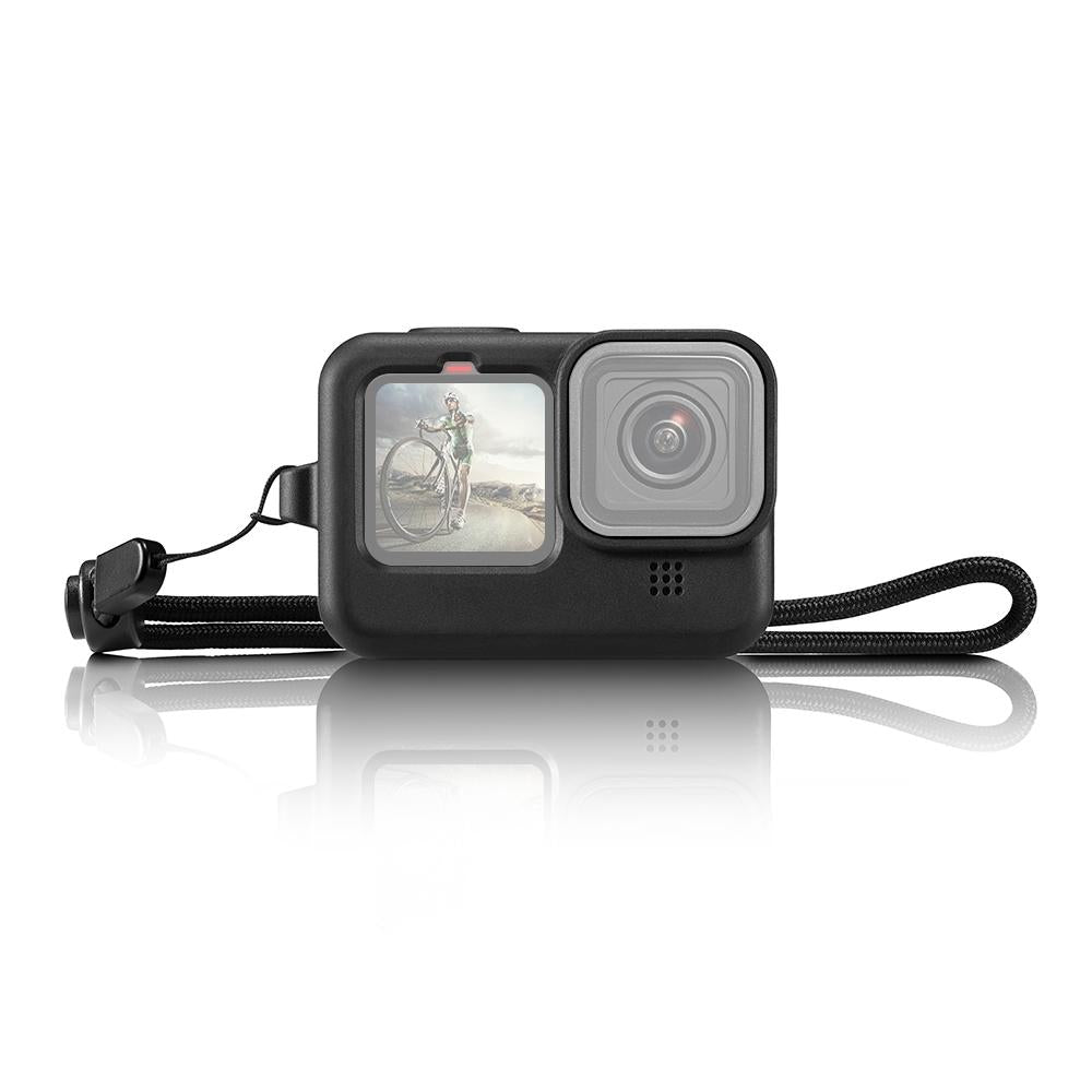 Silicone Case with Wrist Strap and Lens Cover for Gopro Hero 9-12 - Black