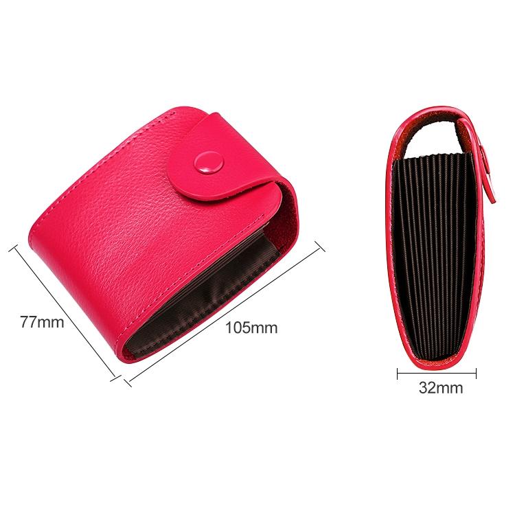 Black Litchi Leather Card Holder Wallet Large Capacity