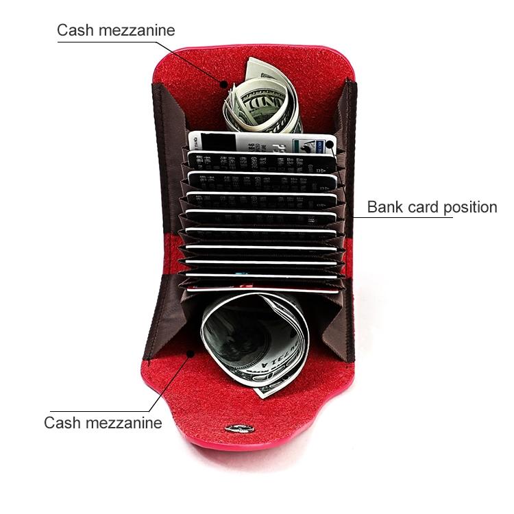 Black Litchi Leather Card Holder Wallet Large Capacity