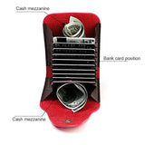 Black Litchi Leather Card Holder Wallet Large Capacity - Rear View