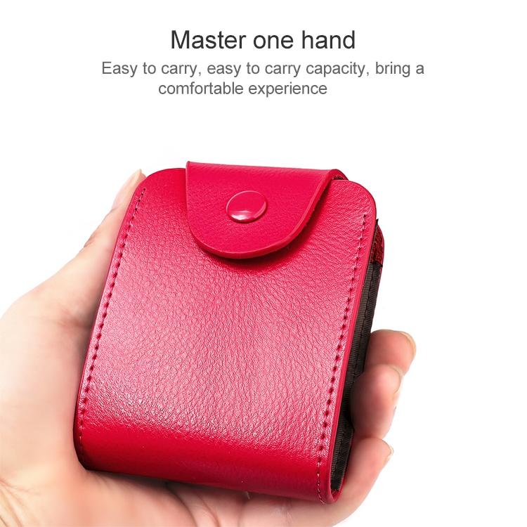 Black Litchi Leather Card Holder Wallet Large Capacity