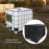 Water Tank Sunscreen Dust Cover - 1000l Capacity 210d Oxford Cloth - Black - Rear View