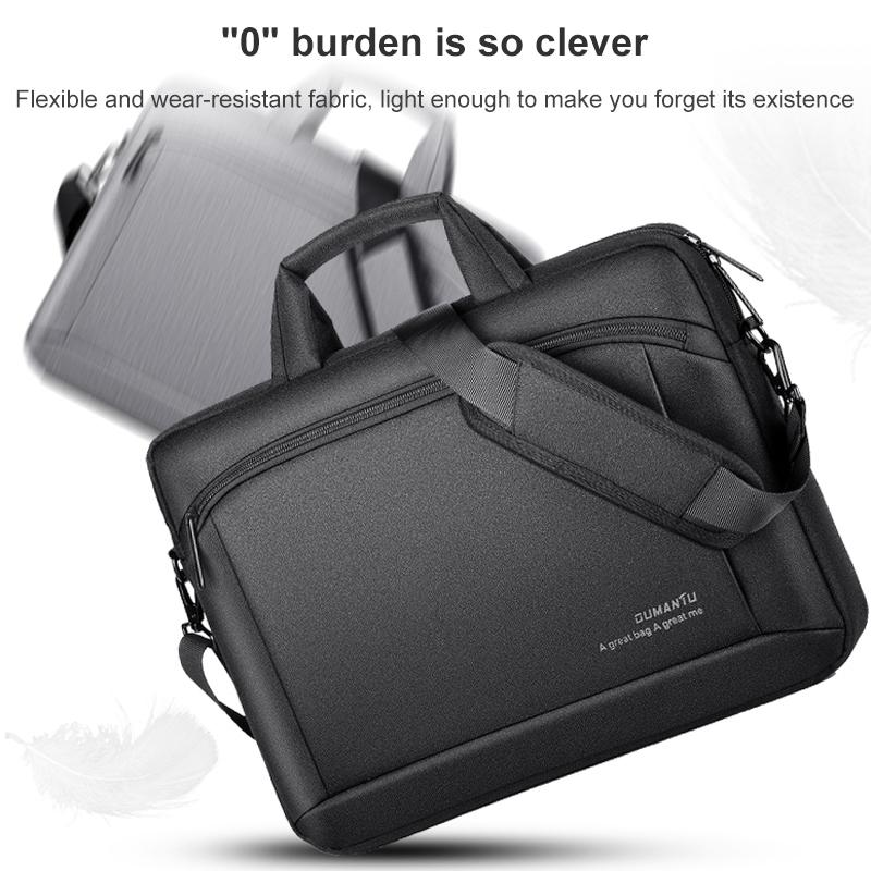 Portable 15 Inch Laptop Leather Handbag For Business Briefcase - Black