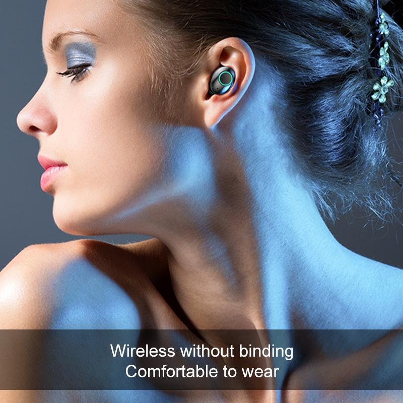 Wireless Stereo Bluetooth Headset with Charging Case and Digital Display - M7 Tws V5.0 - Black