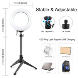 6.2 Usb Led Ring Light with 10 Modes & Desktop Tripod Mount - Black - 45-Degree Angle