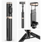 Reinforced Bluetooth Remote Control Selfie Stick with Hidden Design - Black