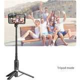 Reinforced Bluetooth Remote Control Selfie Stick with Hidden Design - Black - Low Angle