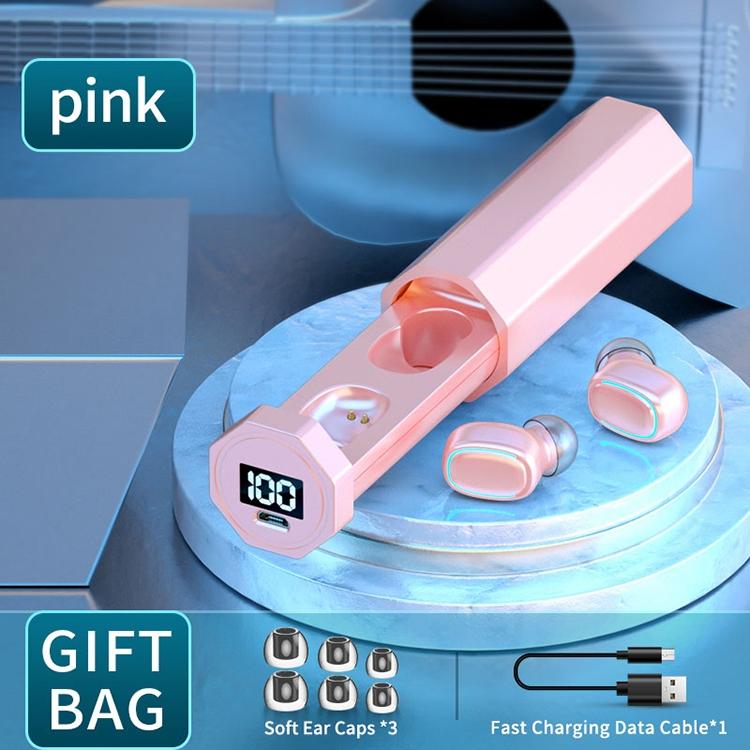 True Wireless Bluetooth Earphones with Digital Display and Charging Box - Black